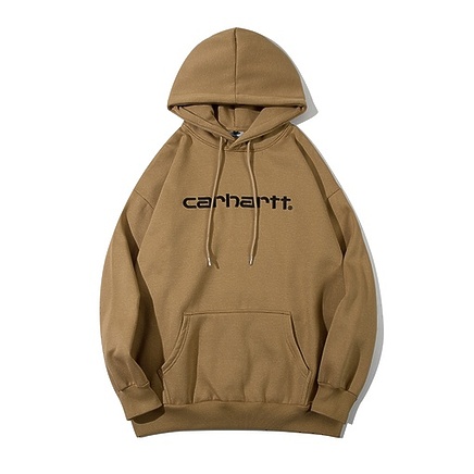 Коричневое с фирменным логотипом Carhartt объёмное худи