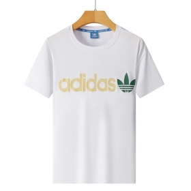 Хлопковая белая футболка с фирменным принтом Adidas