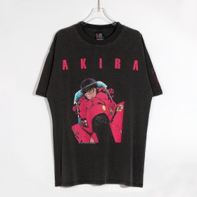 Аниме стиль футболка чёрная Akira Saint Michael с японским персонажем