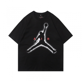 Оверсайз черная хлопковая футболка Jordan с брендовым принтом