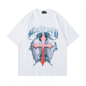 Унисекс белая футболка бренда Onese7en в готическом стиле с крестом