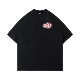 Удлинённая SkatePark унисекс чёрная футболка с розовой надписью