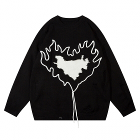 Универсальный свитер ANBULLET с белым сердцем спереди в черном цвете