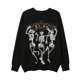 С принтом "Танцующие скелеты" черный свитер от бренда YL BOILING
