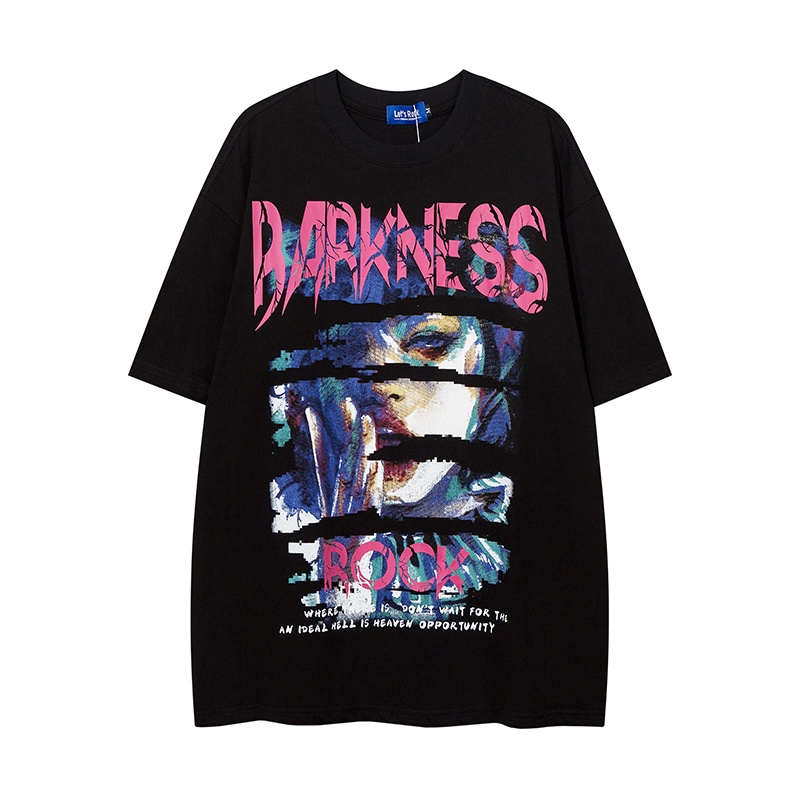 Let's Rock чёрная футболка свободного покроя с принтом «Darkness»