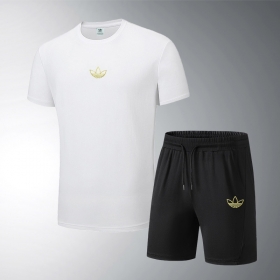 Спортивный костюм Adidas шорты с футболкой чёрно-белый