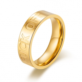 Литое золотого-цвета кольцо европейка с гравировкой "Fuck Off"
