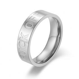 Стильное кольцо с надписью - Fuck Off серебряное в 7 размерах