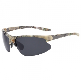 Солнцезащитные спортивные очки с чёрными линзами и цветастой оправой