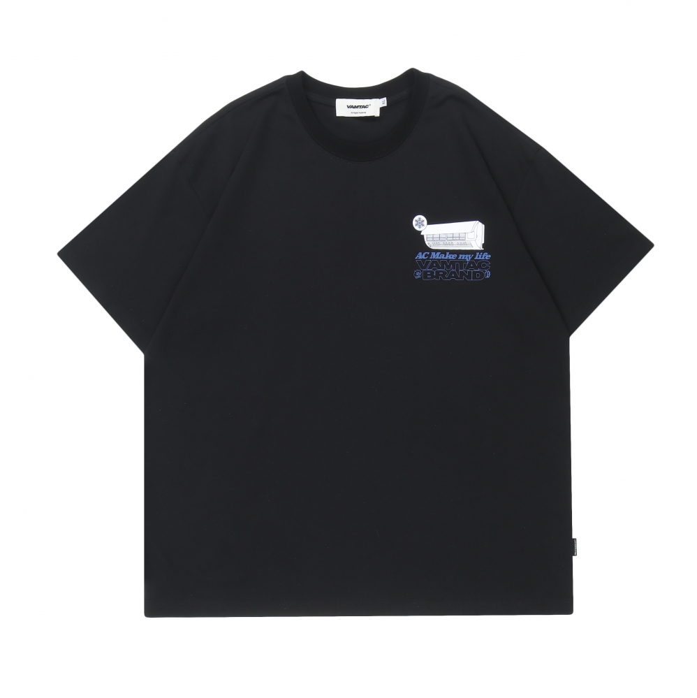 Чёрная с принтом спереди и сзади "Кондиционер" футболка бренда VAMTAC