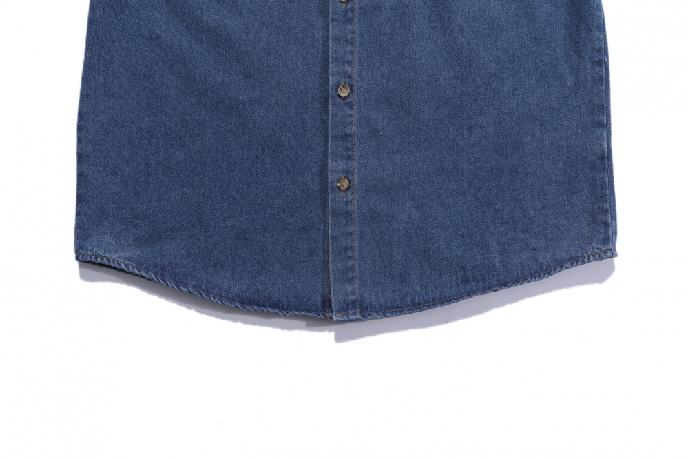 Голубая джинсовая рубашка Made Extreme с коричневым воротником