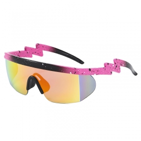 Чёрно-розовые спортивные солнцезащитные очки с цветной линзой