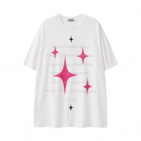 Удлиненная белая футболка Tide card log с розовыми звездами спереди