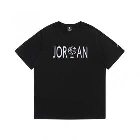 Унисекс черная хлопковая футболка Jordan с брендовыми надписями