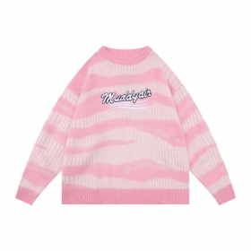 С брендовой вышивкой полосатый свитер MUDDY AIR розово-молочный