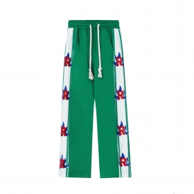 Свободного кроя зеленые штаны SEVERS с вышивкой в боковых вставках