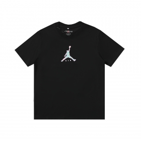 Унисекс черная хлопковая футболка с брендовым белым логотипом Jordan