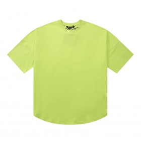 Оверсайз хлопковая футболка Palm Angels желто-зеленого цвета
