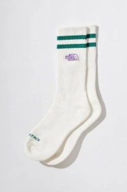 Носки белые с зелёными полосками и логотипом The North Face