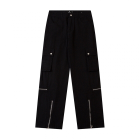 Универсальные черные штаны карго от I&Brown с молниями ниже колен