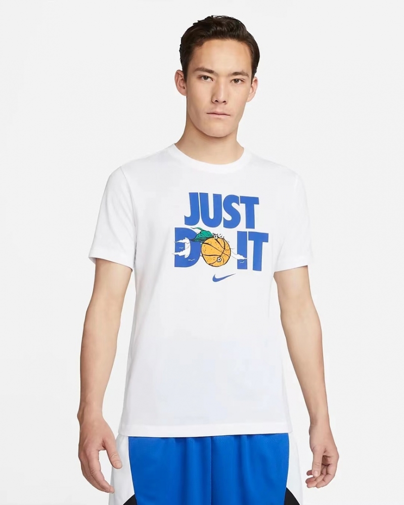 Эластичная белая футболка Nike с надписью "Just Do It"