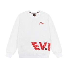 Объёмный белый Evisu свитшот с красным логотипом бренда