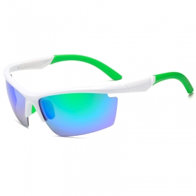 Спортивные очки с узкой дужкой бело-зеленого цвета, антибликовые 