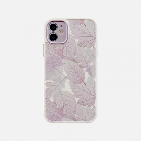 Белый чехол для телефонов iPhone с нежным рисунком листьев