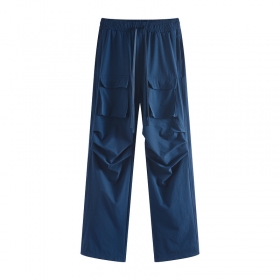 Синего цвета штаны-карго от BE THRIVED на резинке и шнурком в тон