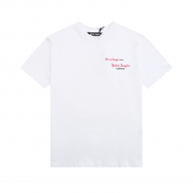 Белая футболка Palm Angels с рисунком розового коралла и надписями