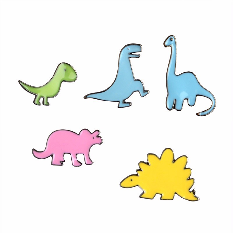 Разноцветные динозавры разных видов универсальные пины