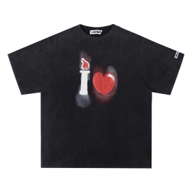 Хлопковая черная футболка Made Extreme с принтом свечи и сердца