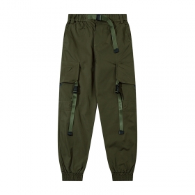 Темно-зеленые практичные штаны карго I&Brown с резинками внизу