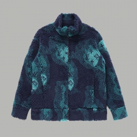 Прочная Louis Vuitton куртка-шерпа синего цвета с карманами