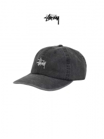Хлопковая универсальная чёрная кепка с вышитым лого Stussy 