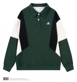 Темно-зеленое поло от бренда Adidas с эластичными манжетами