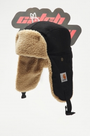 Чёрная Carhartt утепленная шапка-ушанка с регулируемой застежкой