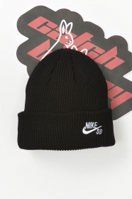 Шапка бини Nike SB чёрная с широкой манжетой вокруг головы