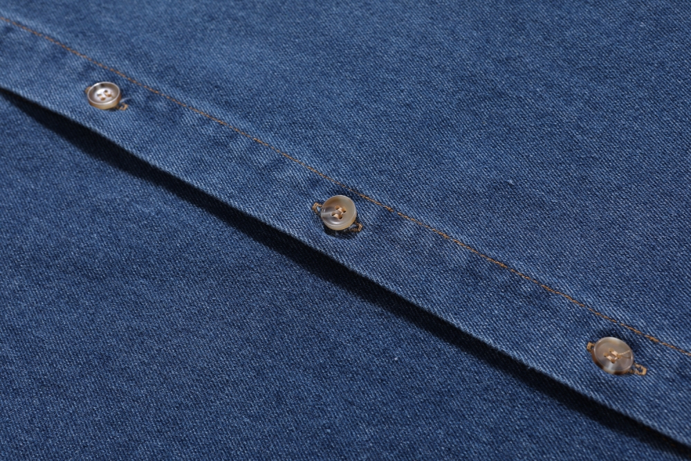 Голубая джинсовая рубашка Made Extreme с коричневым воротником