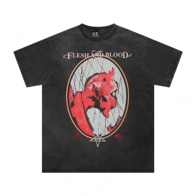 Oversize чёрная футболка Saint Michael с красным дьяволом на груди