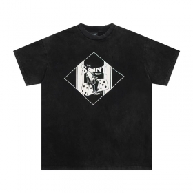 Saint Michael чёрная хлопковая футболка с белым принтом на с 2х сторон