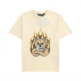 Хлопковая молочная футболка Palm Angels с рисунком "медведь в гневе"