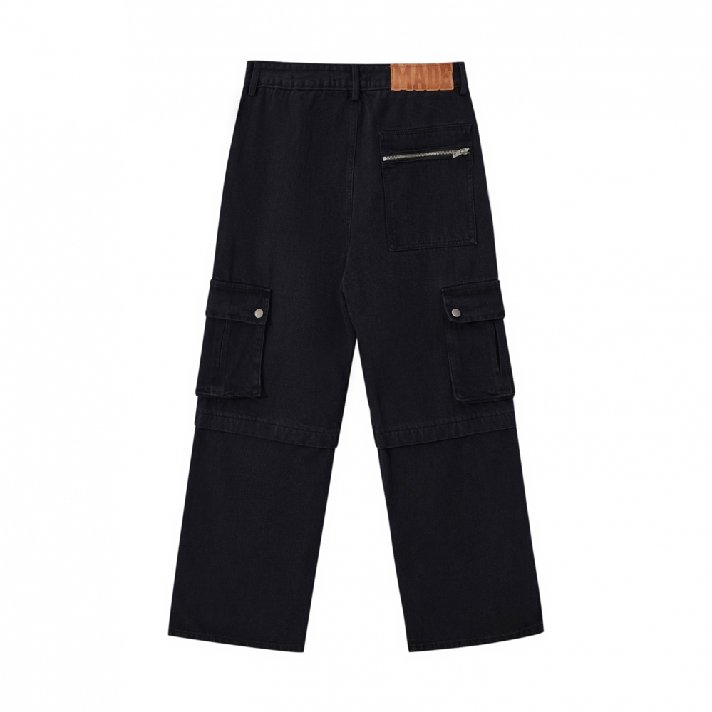 Чёрные джинсы карго с накладными карманами от бренда Made Extreme