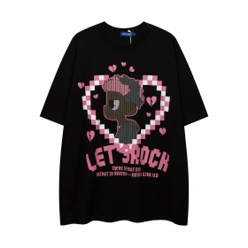 Let's Rock футболка чёрная с принтом на груди и спине "Сердце"
