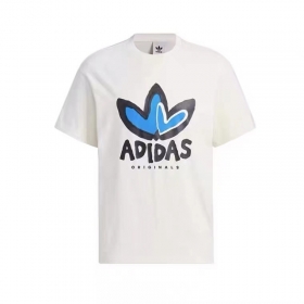 Футболка Adidas белая с округлым вырезом горловины