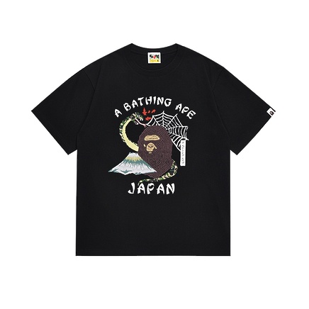 С округлым вырезом горловины BAPE черная модная футболка