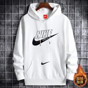 Белый утепленный худи Nike Swoosh c двойным лого на груди и кармане
