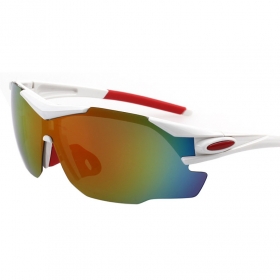 Белые спортивные очки с цветной антибликовой линзой