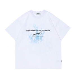 VAMTAC белая футболка с фирменным принтом "Синие языки пламени"