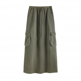 Стильная юбка цвета хаки от бренда BE THRIVED из плотного трикотажа